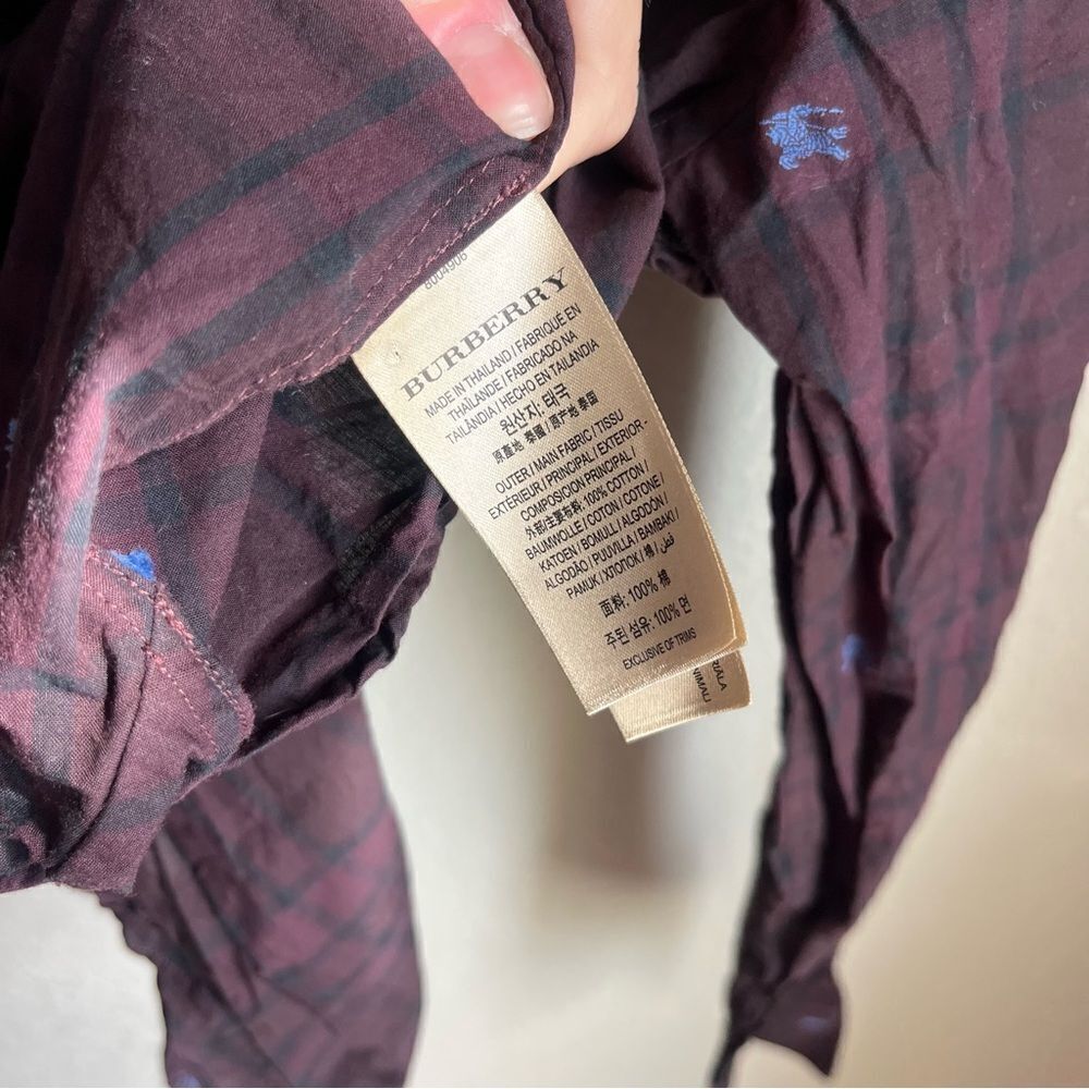 Burberry Purple Plaid Logo Embroidered Long Sleeve - Picture 6 of 6